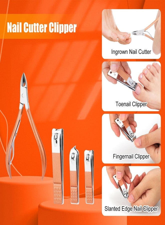 LifHap Professional Nail Care Kit - 18-Piece Manicure Set with Stainless Steel Ingrown Nail Toenail Cuticle Cutter Clipper Pedicure Kit,Grooming Kits with Portable Travel Case.(Rose Gold) - Image 3